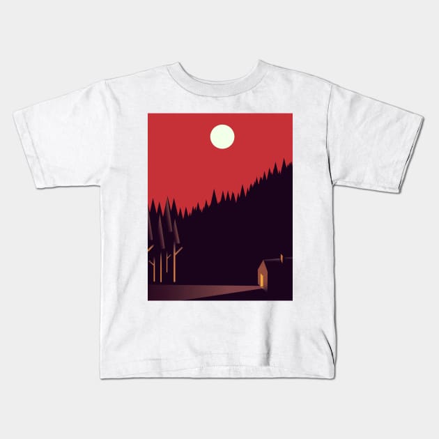 Cabin in the Forest Kids T-Shirt by nickemporium1